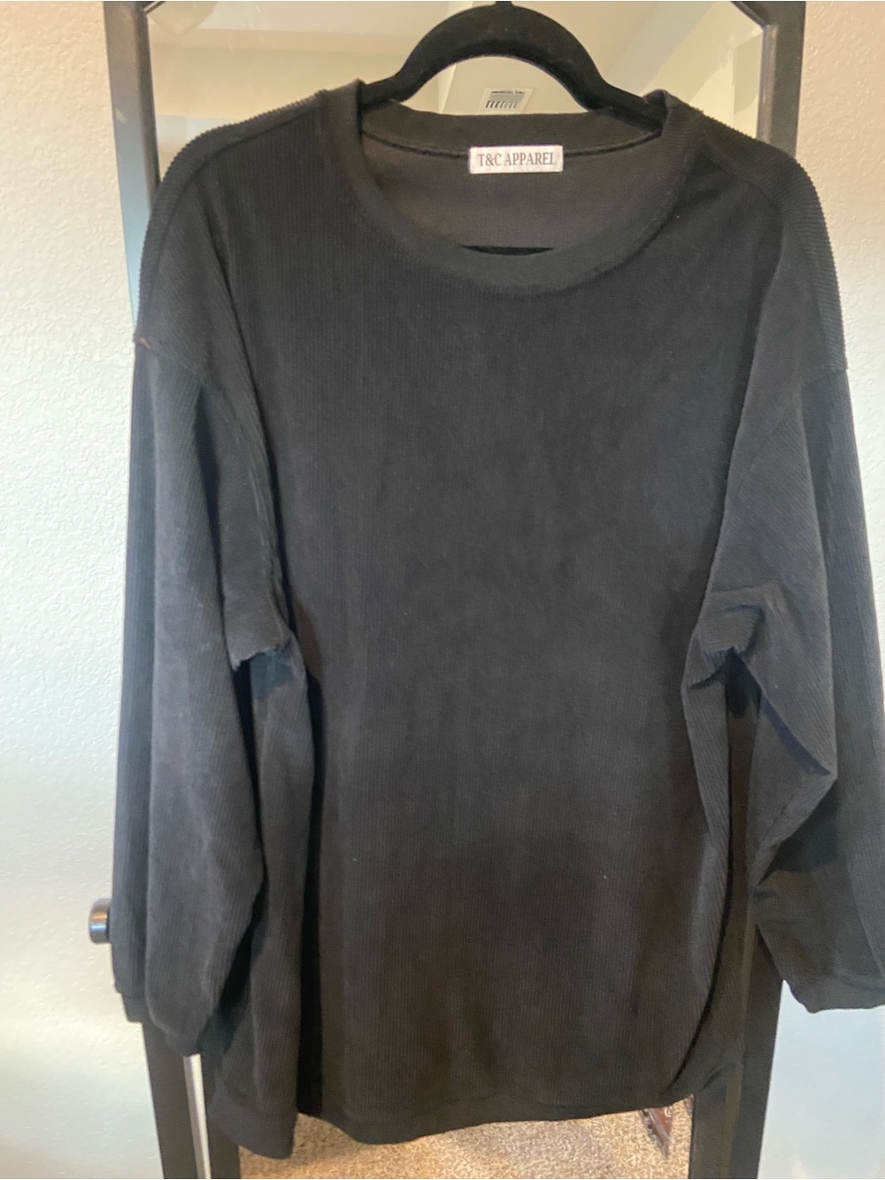 T&C Apparel Black Long Sleeve Ribbed Top